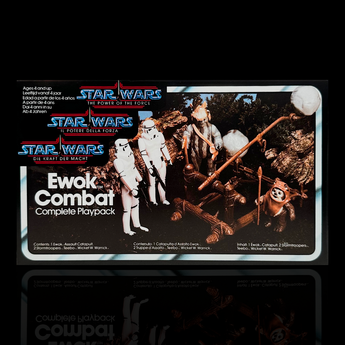 Star Wars The Power Of The Force (Tri-Logo) Ewok Combat Complete Playpack Display Case