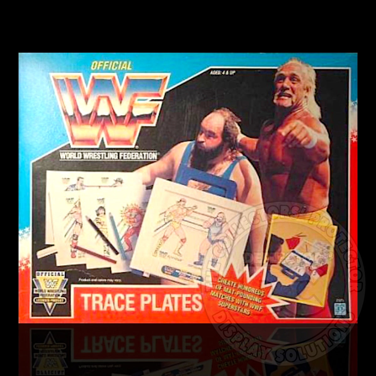 WWF Real Wrestling Action Trace Plates Display Case