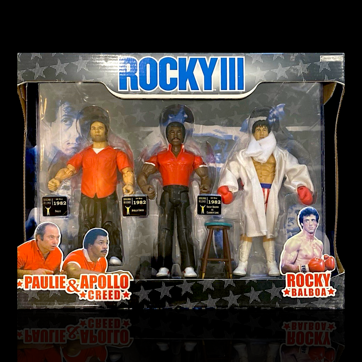 Rocky III Paulie Apollo Rocky 3-Pack (Jakks) Figure Display Case