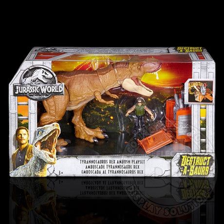 Jurassic World Tyrannosarus Rex Ambush Playset Display Case Deluxe 600µm / Box Tuck Folding Display Case
