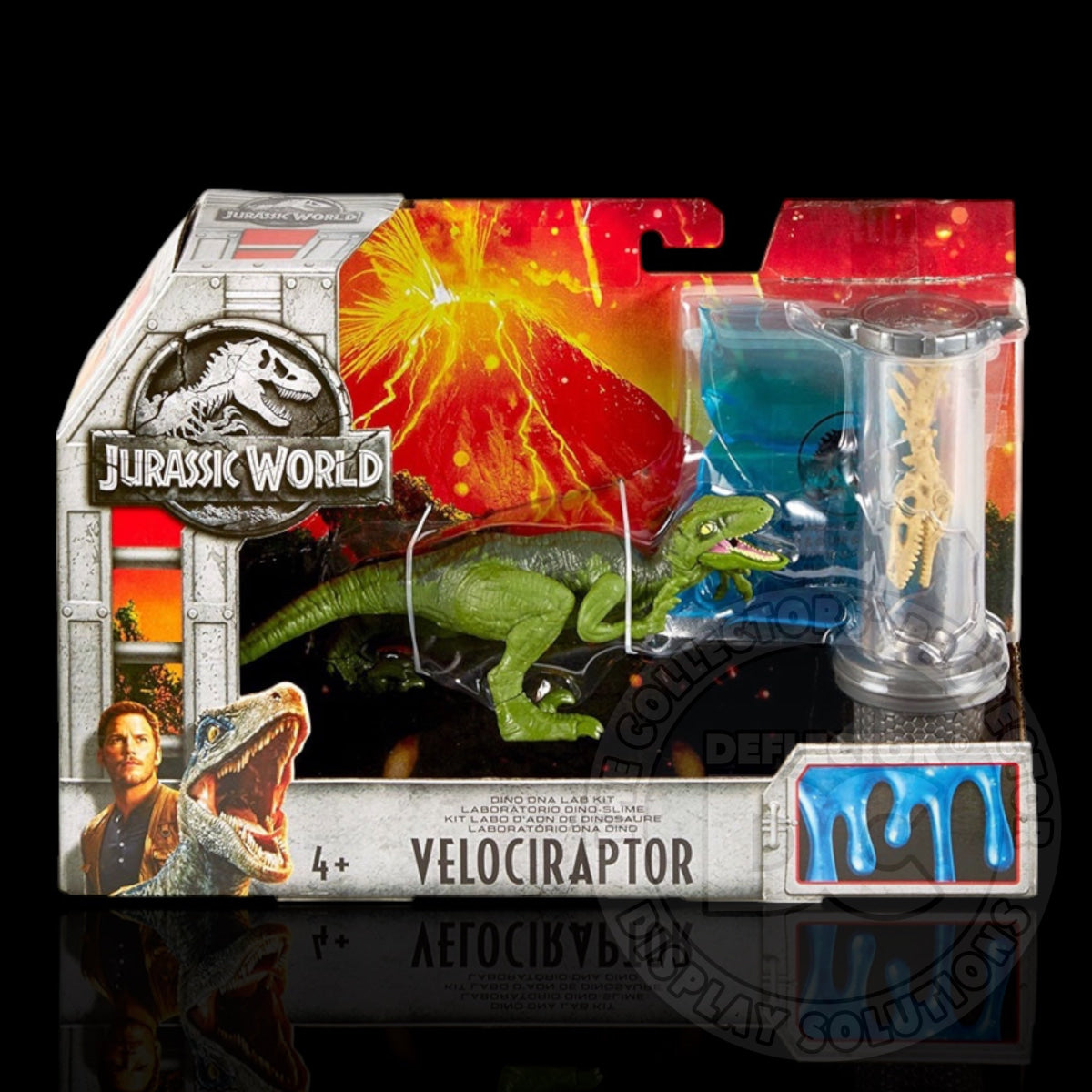 Jurassic World Velociraptor Dino DNA Lab Kit Display Case Deluxe 600µm / Box Tuck Folding Display Case