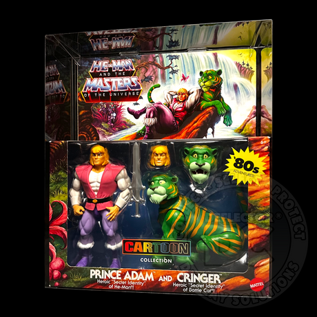 Masters Of The Universe Origins Cartoon Collection Prince Adam and Cringer Display Case Deluxe 600µm / Card Holder