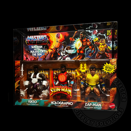 Masters Of The Universe Origins Sun-Man And The Rulers of The Sun Figure Display Case DELUXE 600µm Folding Display Case