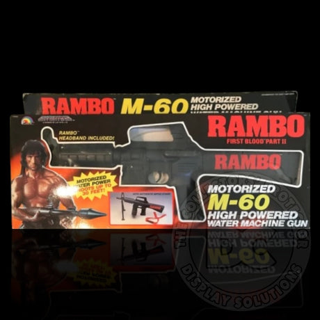 Rambo M-60 Motorized Water Machine Gun Display Case Deluxe 600µm / Box Tuck Folding Display Case